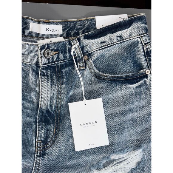 Kancan high waisted relaxed thigh tapered leg mom jeans distressed size 11 new - Picture 11 of 14